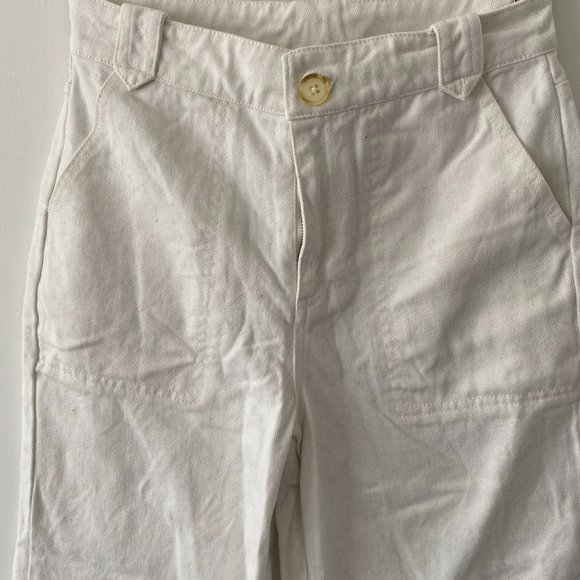 White Cotton Wide Leg Jeans - Picture 3 of 5